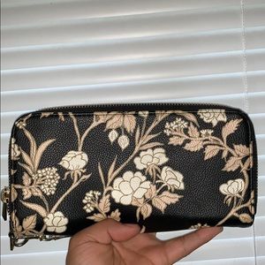 Floral Print Double Zipper Wallet